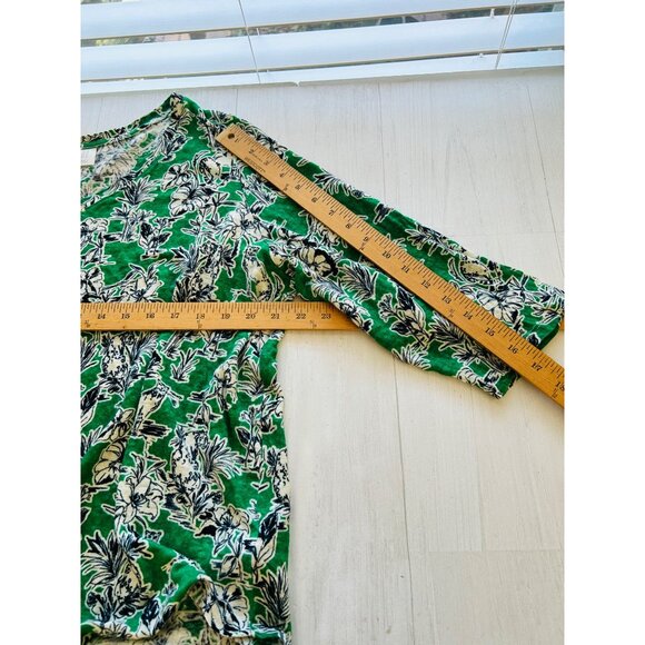 C&C California Womens  Size 1x 100% Linen Green Tropical Print shirt - Picture 4 of 8